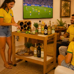 QUEIMA DE ESTOQUE! Carrinho Barzinho com Rodinhas Para Sala Mesa Lateral Bar Porta Bebidas Moderno