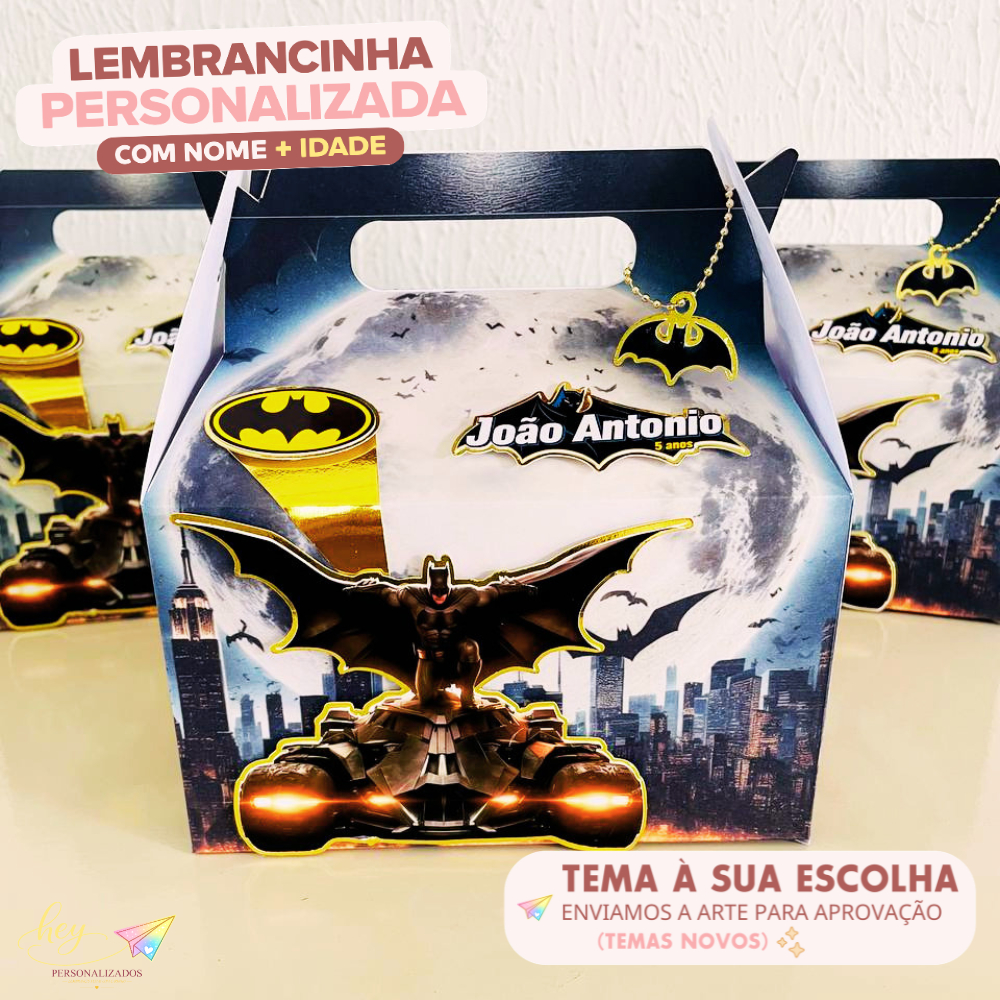Lembrancinha Batman Personalizada | Caixa Maleta | Nome e Idade | Festa Escolar | Aniversário Infantil