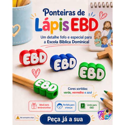 Kit 10/15/30 Ponteiras de Lápis EBD | 3 cm | Cores Sortidas Vermelho, Azul e Verde | Lembrancinha Infantil