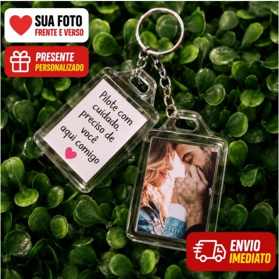 ❤️ Chaveiro Personalizado com Foto | Dirija/Pilote com Cuidado | Presente para Namorado(a)