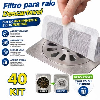 Kit40 Filtro para ralo Descartavel Anti Entupimento e Anti Insetos Insetos Para Evita Entupimentos