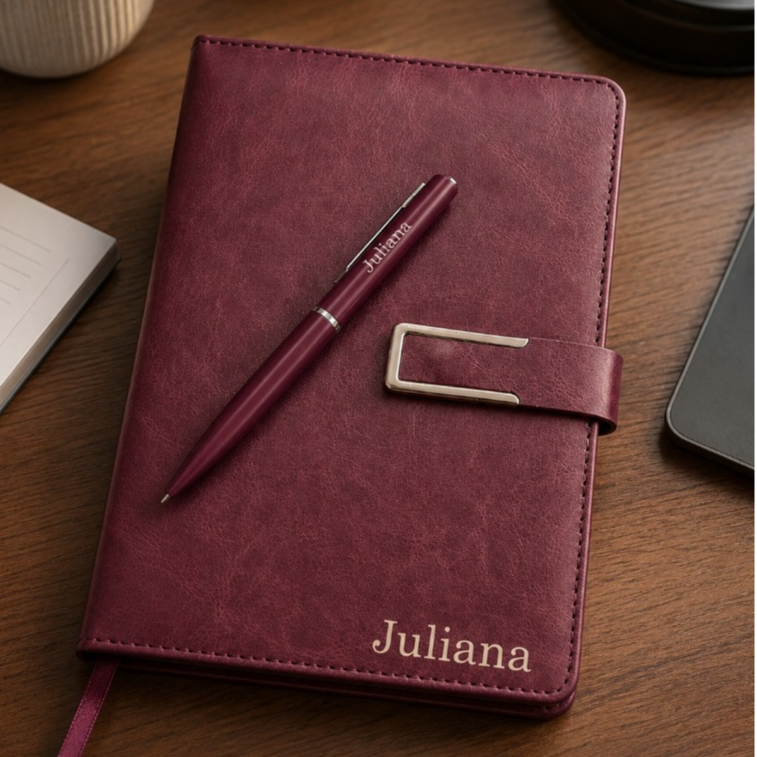 Kit Executivo Caderno Caneta Presente Elegante Caixa Luxo