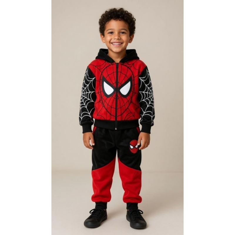 ROUPA DE FRIO E DE VERÃO MENINO  SONIC  HOMEM ARANHA INVERNO MASCULINO CASACO ZIPER CALÇA  FORRADO