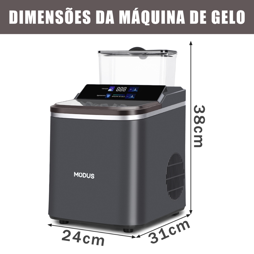MODUS Máquina de Gelo 20Kg 127V Inox Ice Compact 38*24*21cm · foto 2