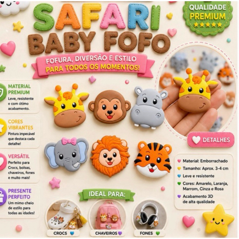 Aplique emborrachado Safari Luxo