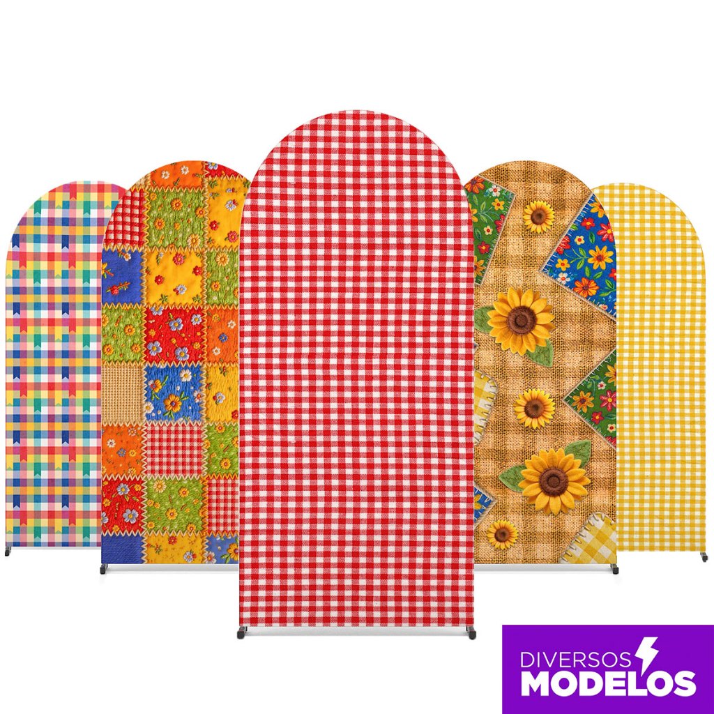Painel Romano Festa Junina Xadrez 2x1m Tecido Sublimado C/ Elástico Decoração Arraiá São João
