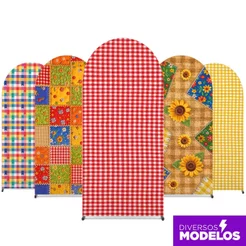 Painel Romano Festa Junina Xadrez 2x1m Tecido Sublimado C/ Elástico Decoração Arraiá São João