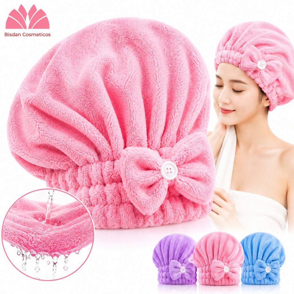 Touca Para Secar Cabelo Em Microfibra Super Absorvente Secagem Rápida