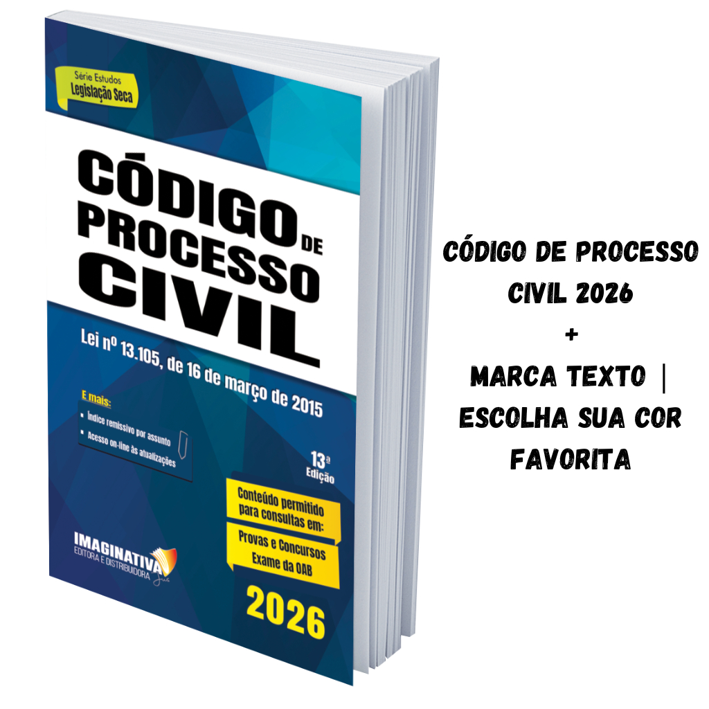 Código de Processo Civil 2026 + marca texto | kit de estudos