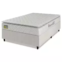 Cama Box Casal Colchão Espuma D33 Pillow Top New Millenium 138x188x57cm Branco Hellen