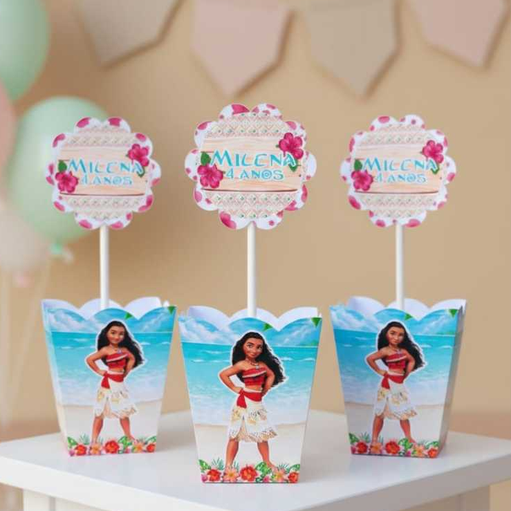 Centro de mesa cachepô personalizado| Moana adulta |decoração festa mesa de convidados| lembrancinha| Pegue e monte