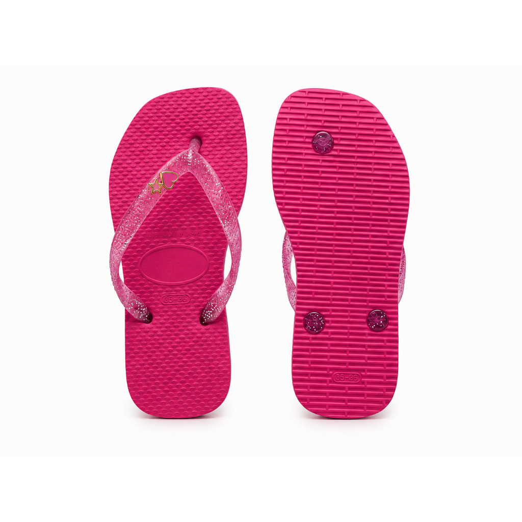 Chinelo Infantil Feminino Sandália de Dedo Macia Antiderrapante Glitter Confortável Leve Flexível Casual Praia