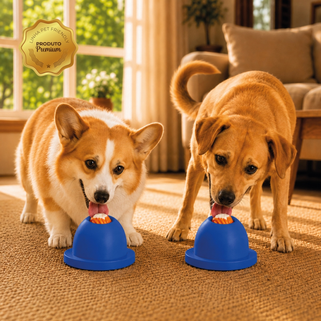 Lambedor Pet Para Cães E Gatos Com Bolinha Rotativa Tapete De Lamber Tamanho M Cães de pequeno e médio porte