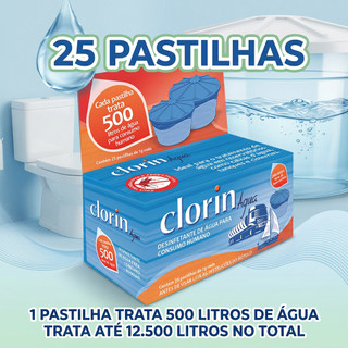 25 Pastilhas Purificadoras 500L Água Potável Clorin para Caixa D'Água e Reservatórios