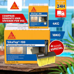 SIKA TOP 100 SIKA 4 / 18 kg IMPERMEABILIZANTE PROTETOR PAREDE, PISOS, BANHEIROS, LAVANDERIA, COZINHA