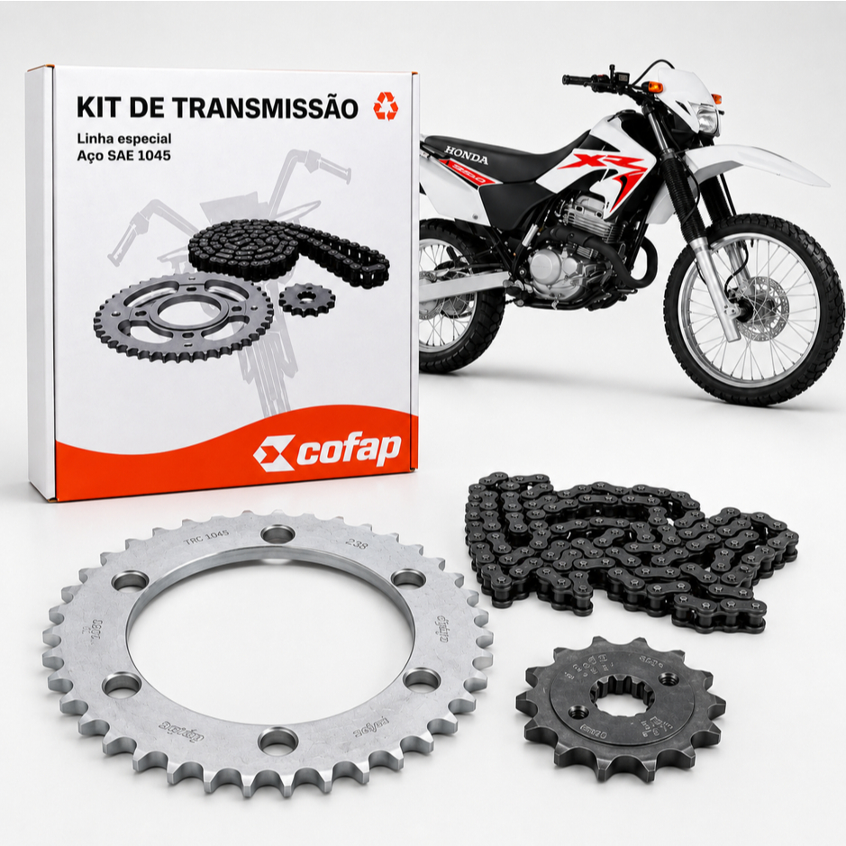 Kit Relação Tração Transmissão Honda Xr 250 Tornado 2001 à 2009 Original Cofap