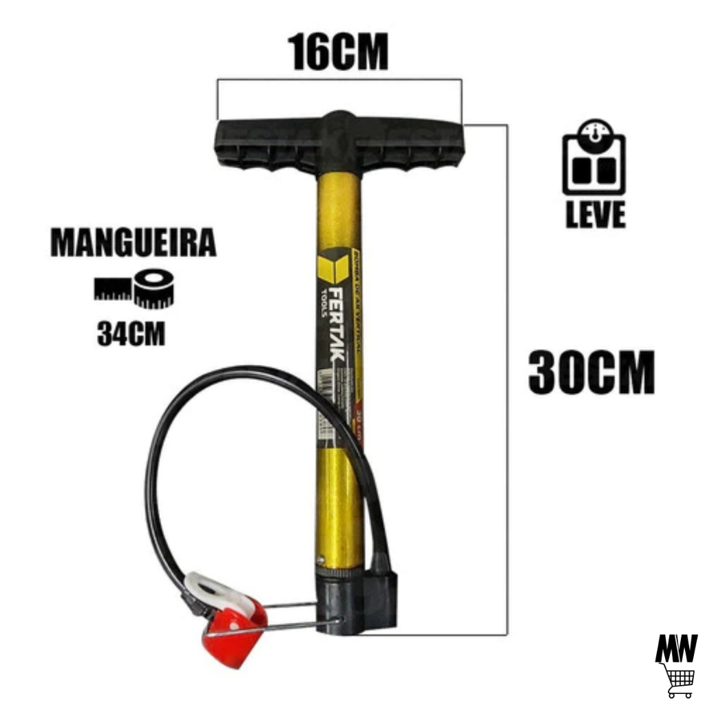 Detalhes do Kit Reparo Pneu Sem Câmara + Bomba de ar 30cm Carro Moto Bicicleta