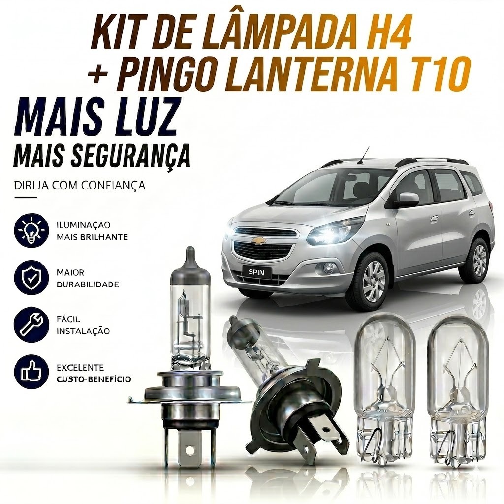 Lampada farol BAIXO / ALTO + LANTERNA CHEVROLET SPIN 2012/2021