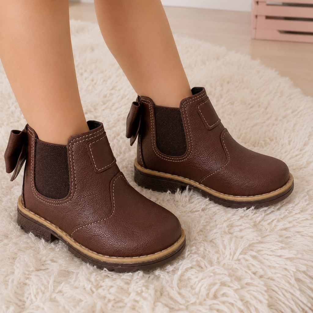 Bota jequinha infantil Menina com elástico Delicada - Café com Leite