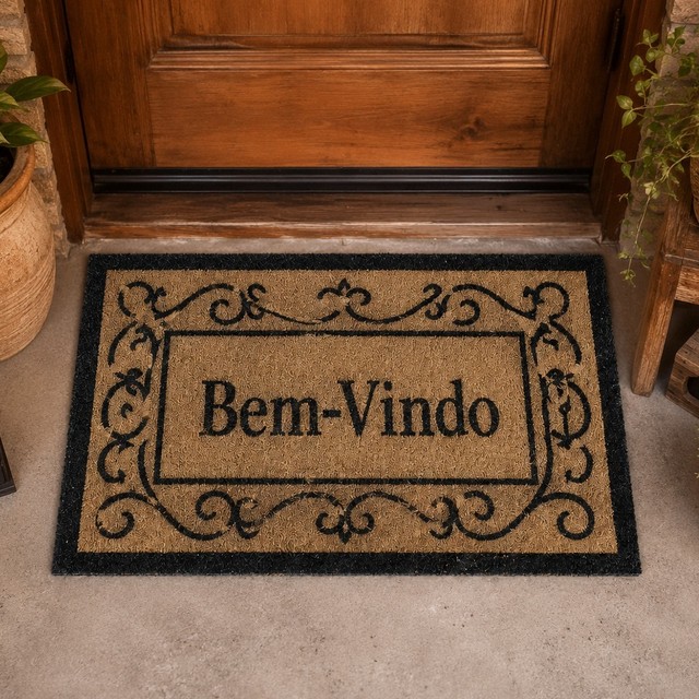 Tapete Capacho Bem Vindo Para Porta Entrada Emborrachado Vinil Emborrachado Antiderrapante