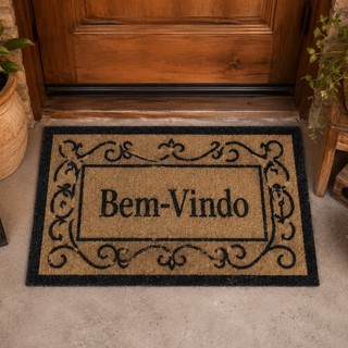 Tapete Capacho Bem Vindo Para Porta Entrada Emborrachado Vinil Emborrachado Antiderrapante