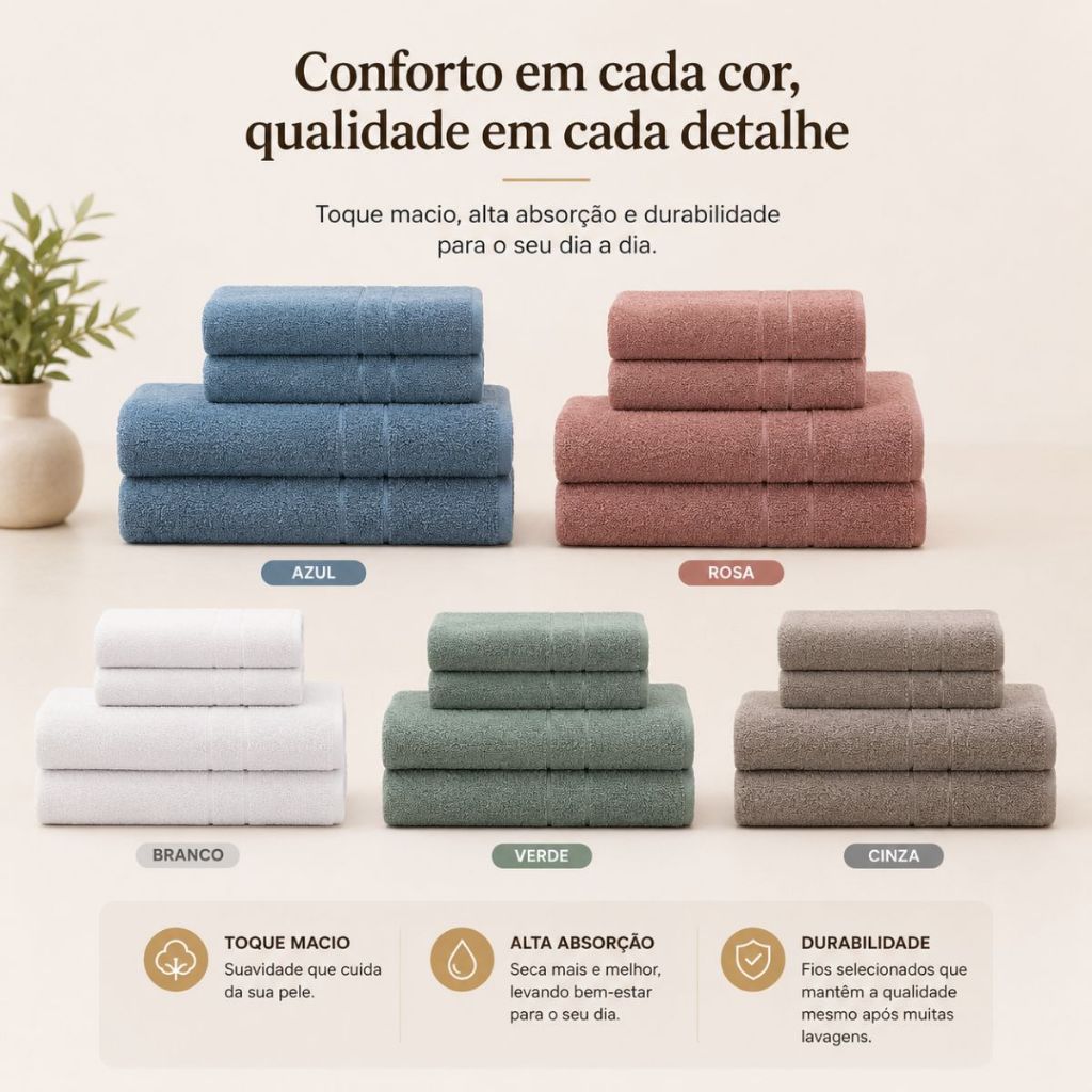 Jogo de Toalha 4 Peças Banhão e Rosto Galaxy Camesa 150x75cm Algodão 400g/m2 Gigante Seca Rápido