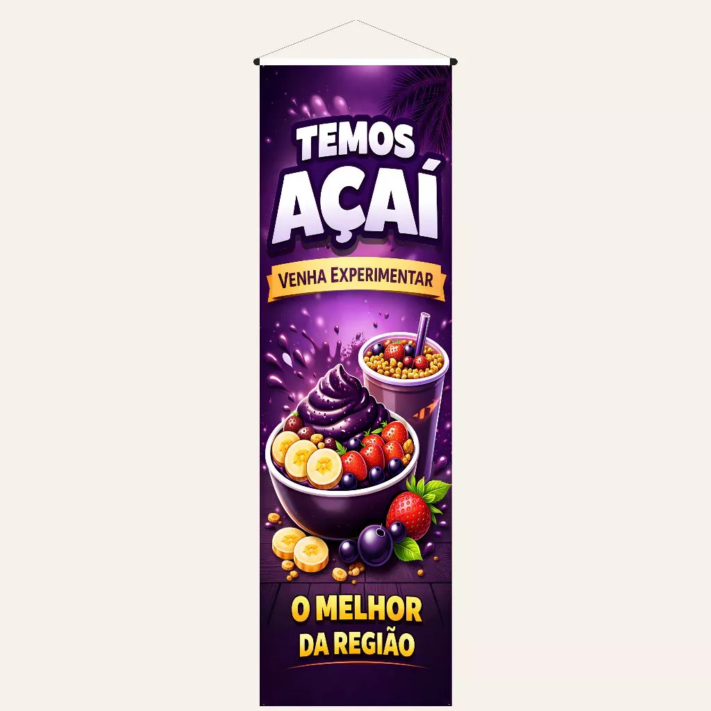 Banner Açai Escrita Chamativa 100x30cm