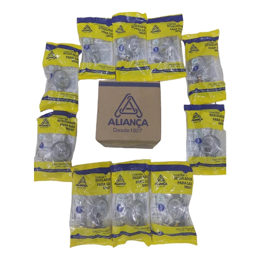 Kit 10 Regulador de Gás Aliança 505/01 GLP 1kg/h Botijão P13