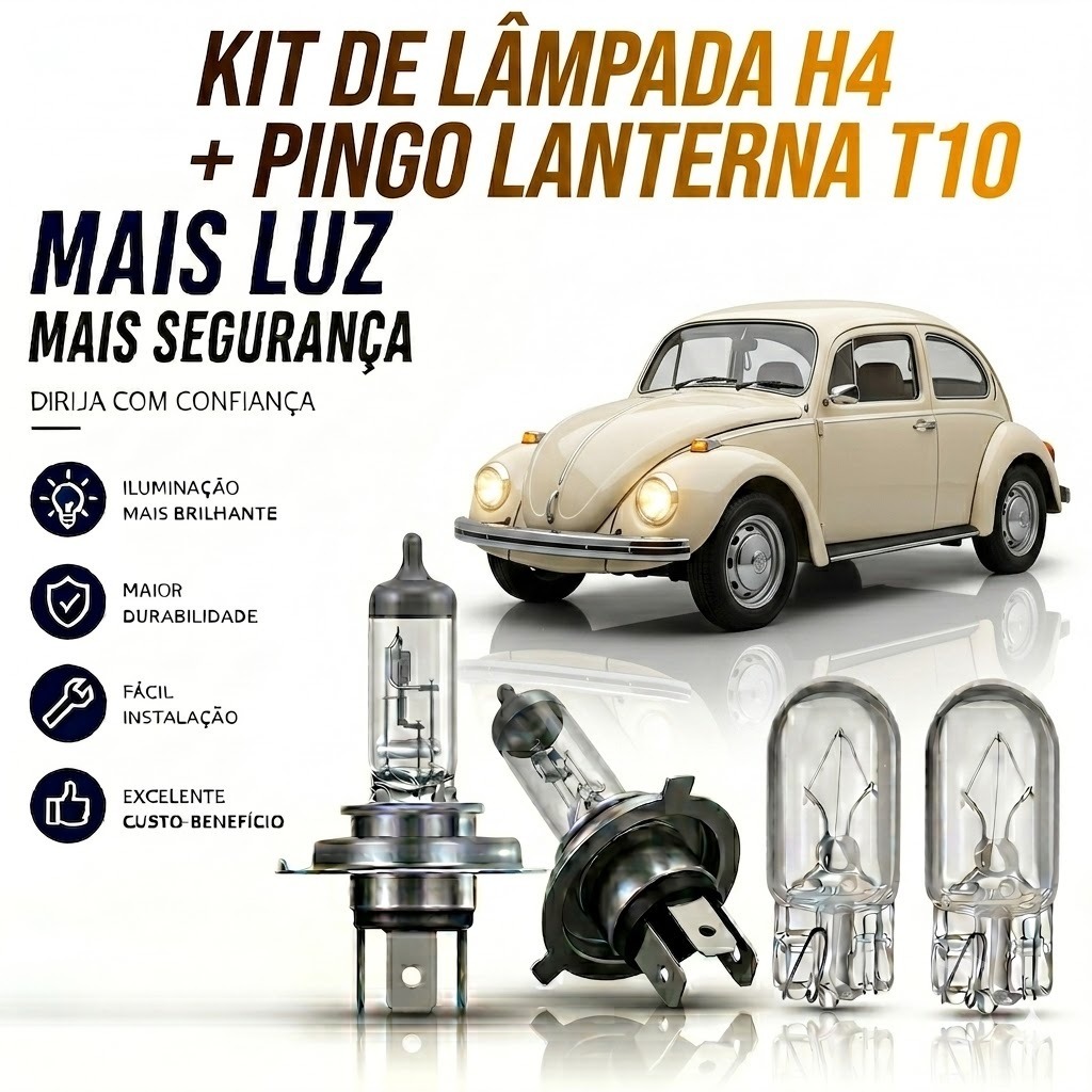 Lâmpada farol BAIXO / ALTO + LANTERNA FUSCA 1950 ATÉ 1996