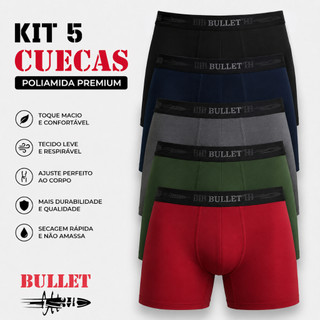 Kit 5 Cuecas Boxer Poliamida Premium – Conforto premium, ajuste perfeito e economia para o dia a dia.