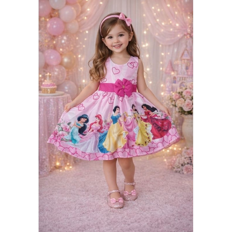 Vestido Infantil Menina Estampado Temas variados Feminino modinha festa