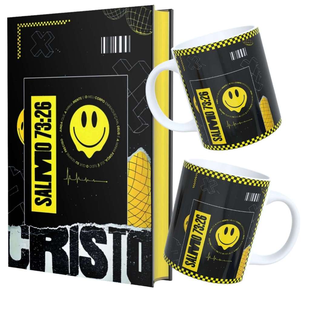 Combo Caneca Bíblia Sagrada NVI - Cristo Vive Salmos 73