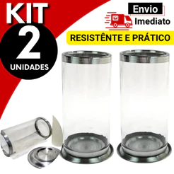 2 Suportes Vidro Acabamento Em Alumínio P/ Velas De 7 Dias - ZP7