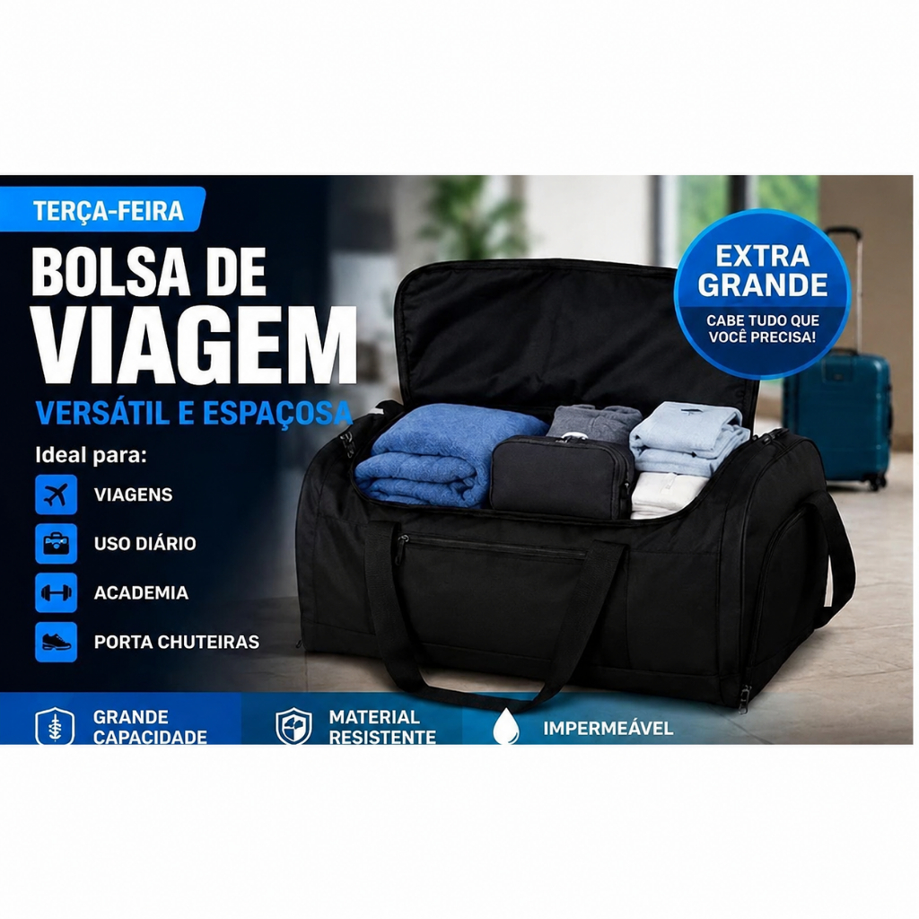 Bolsa de Viagem Média Academia Impermeável Espaçosa Porta Chuteira Unissex 25litros