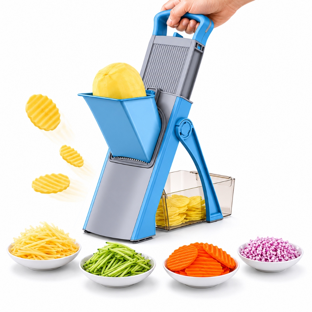 Cortador De Legumes Multifuncional Mandoline Vertical Fatiador Ralador Dobrável Com Proteção Anti Corte