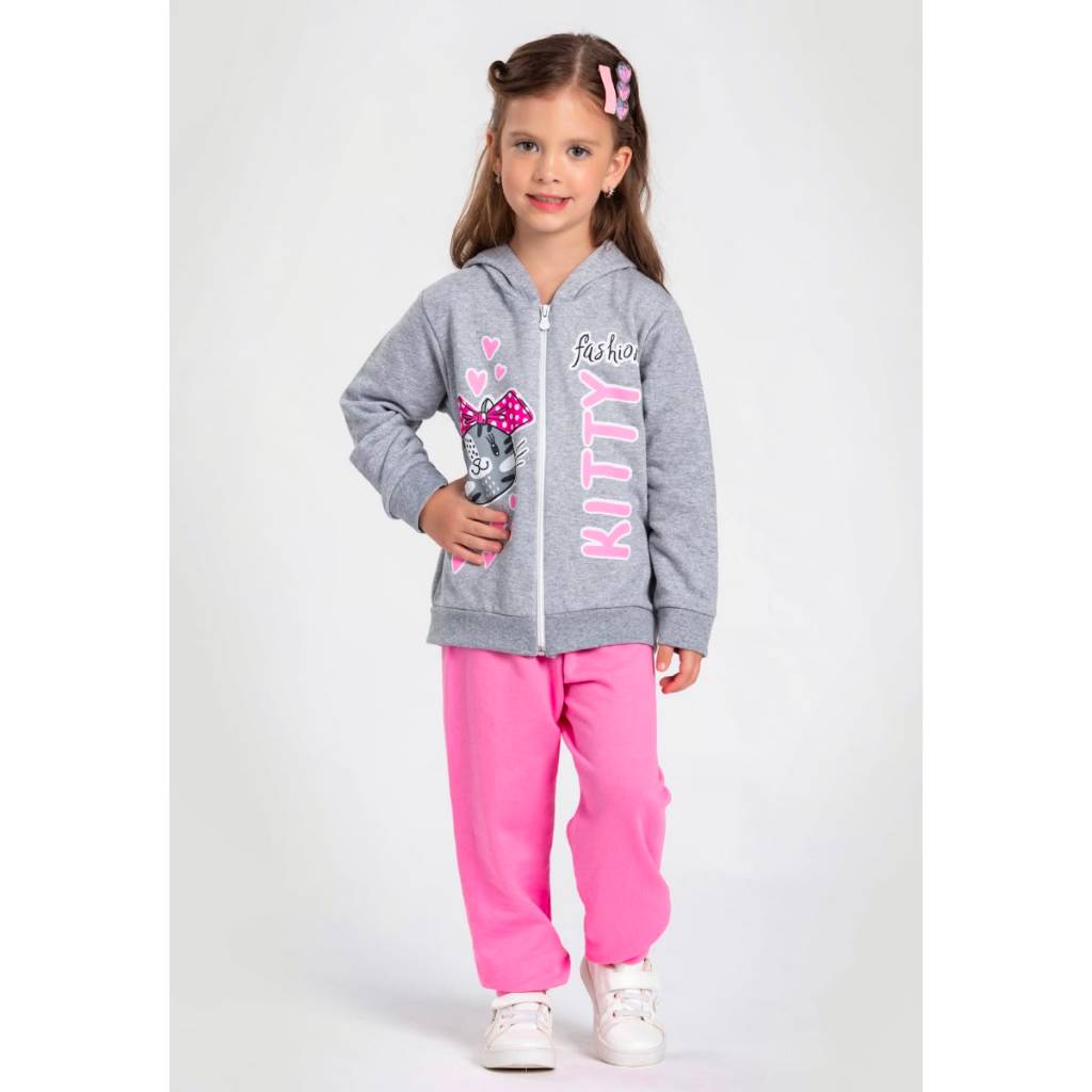 Conjunto Infantil Feminino Moletom Flanelado 2 Peças Calça e Blusa Confortável estiloso e Quentinho