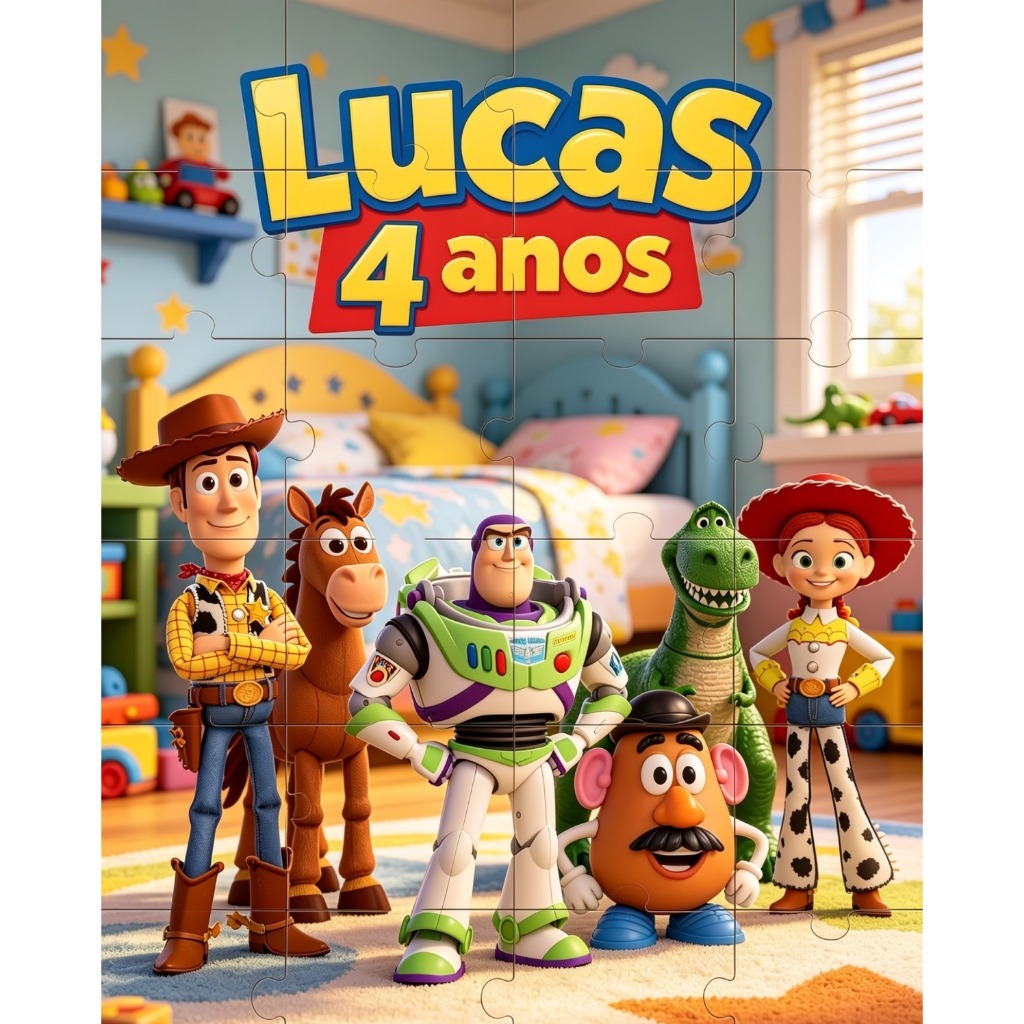 Kit 8 a 40 Quebra-Cabeças Toy Story MDF 10x15 Personalizado com Nome e Idade Lembrancinha de Aniversário Infantil Festa