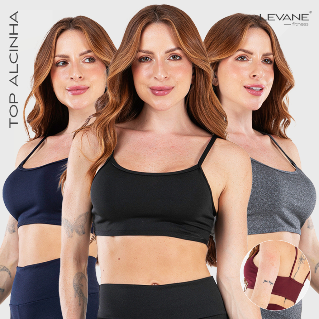 Kit 3 Top Alcinha Fitness Sem Bojo Feminino Academia