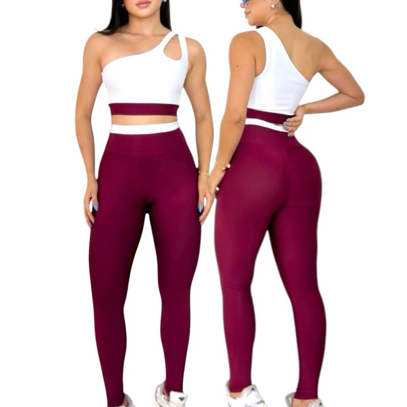 conjunto bicolor academia calça e top fitness