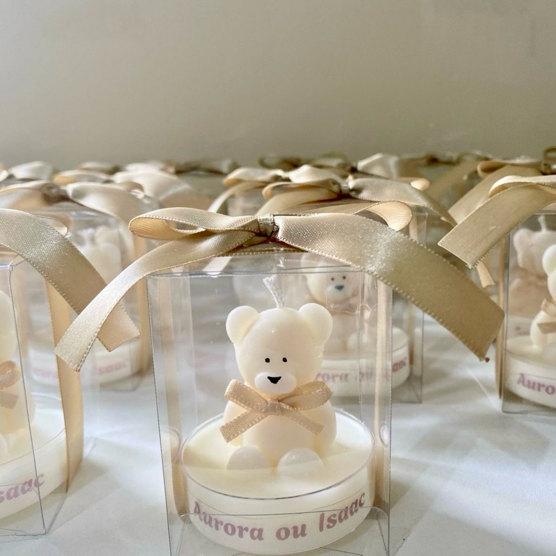 Lembrancinha Ursinho com Vela Aromática Personalizada | Chá de Bebê e Maternidade