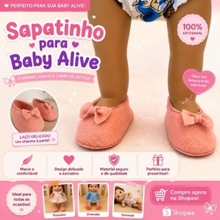 Sapatinho, sapato em feltro para Boneca Baby Alive 30 cm | Calçado Boneca 7 cm, sapato