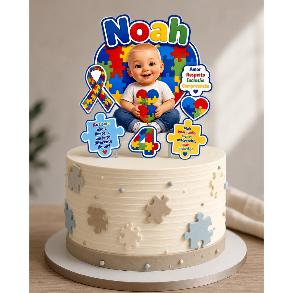 Topo Tema Autismo - personalizados - mêsversário - festa infantil - lembrancinhas - aniversário - topper - papelaria -