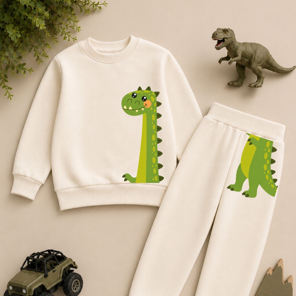 2. Moletom Infantil Masculino Conjunto Gola Careca Blusa Manga Longa Calça Confortável dinossauro
