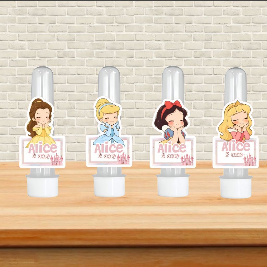 ENVIO RÁPIDO APLIQUES TUBETE PRINCESAS AQUARELA - LEMBRANCINHAS PERSONALIZADAS - FESTA INFANTIL - MESVERSÁRIO