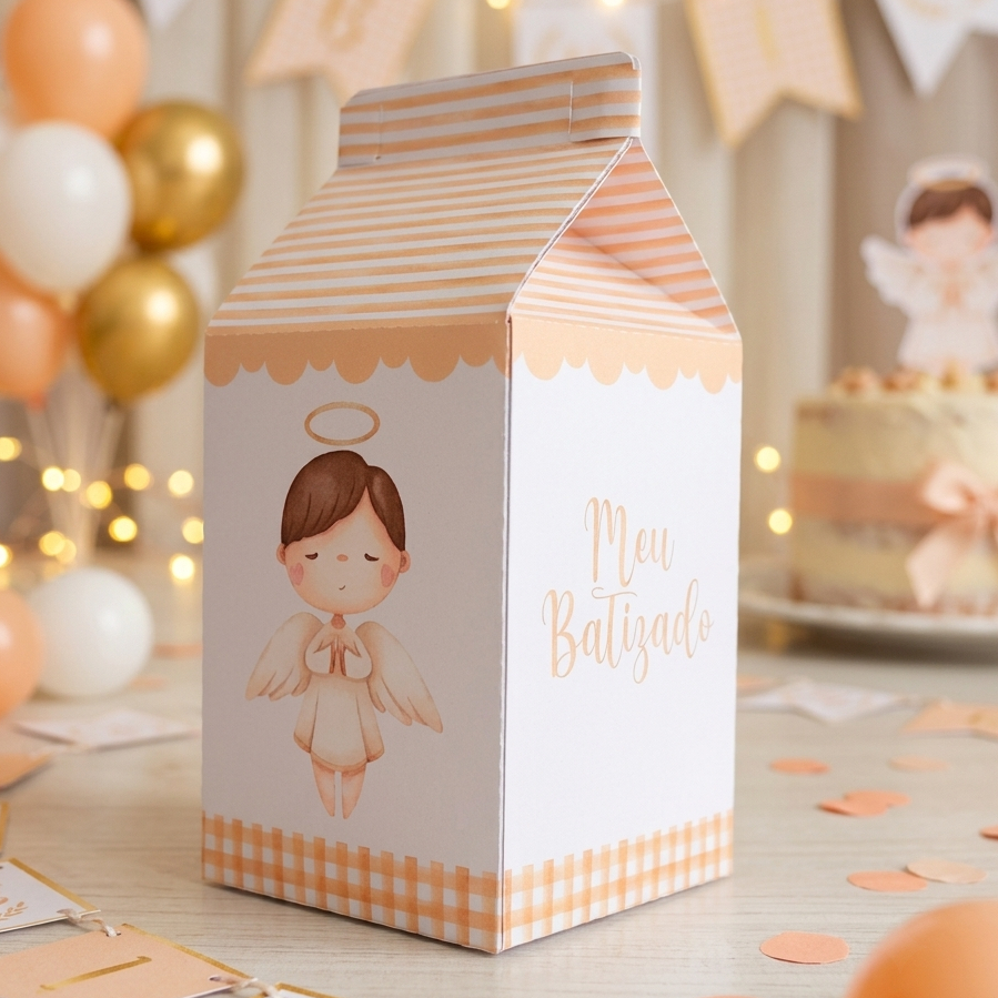 ENVIO RÁPIDO - Caixinhas Milk Personalizada Batizado Neutro - Lembrancinha Aniversário Festa