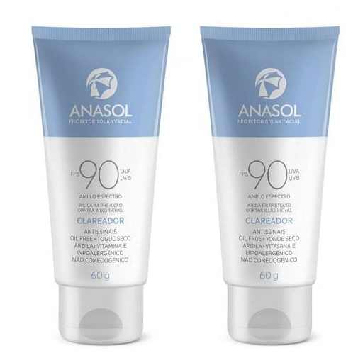 Kit 2 Protetor Solar Anasol Facial Clareador 60g FPS 90