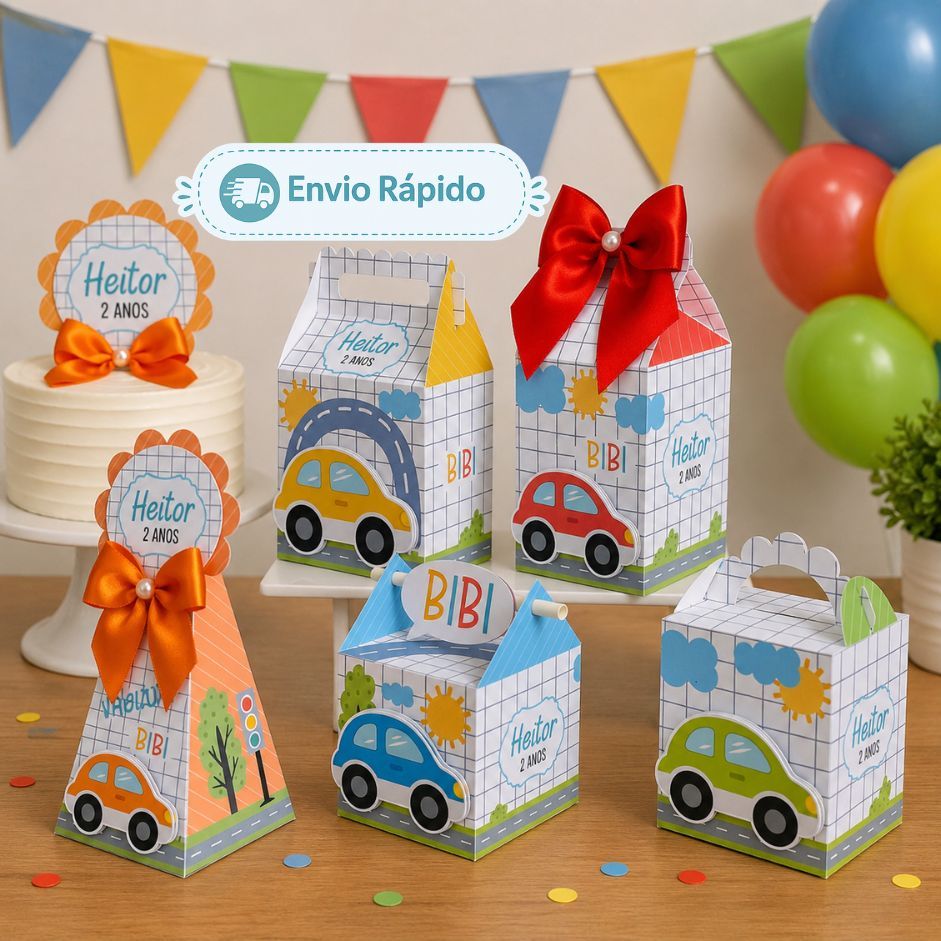 Kit Festa Personalizado Carrinhos | Lembrancinha de Aniversário