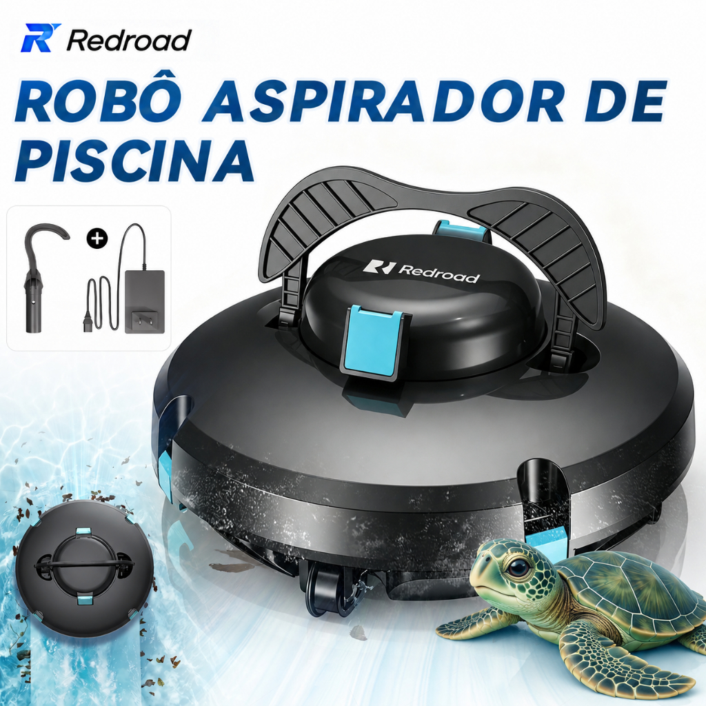 Robô Aspirador de Piscina sem Fio Inteligente 150Min Auto-Docking Limpeza Automática Piscinas Até 120m² Redroad S1