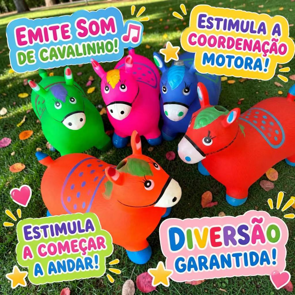 Brinquedo Cavalo Upa Upa Inflável Pocotó Com Som De Cavalinho Pula Pula Bebê Infantil