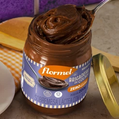 Brigadeiro de Colher Zero Açúcar Sem Glúten Chocolate Cremoso Cacau Flormel Vidro 200g